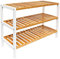 1ABOVE Bamboo Shoe Rack, Plant Rack, Perfect for Corridor, Living Room, Bathroom, Bedroom, Hallway or Small spaces- Natural & White (3 TIER)