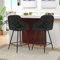 LEMROE Tabouret de Bar Lot de 2 avec Surface en Velours,Chaise Haute Cuisine avec Accoudoirs et Dossier Fauteuil de Bar Tabouret de Cuisine Hauteur 64 cm,Noir