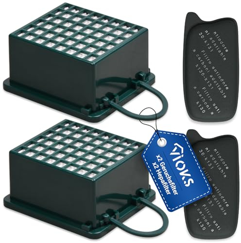 VIOKS 2x Hepa Ersatzfilter + 2x Kohle Aktiv Filter Set Ersatz für Vorwerk Handstaubsauger Filter & Ersatzteile für Vorwerk Staubsauger VK 131, 130