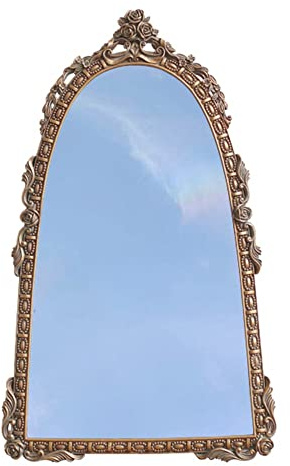 YKYR Gold Barock Spiegel Dekorativer Runder Spiegel Hängender Wandspiegel Vintage Kosmetikspiegel Badspiegel Badezimmerspiegel (Size : 70x40cm)
