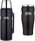 Thermos 183267 Stainless King Flask, Midnight Blue, 1.2 L & Thermobecher Stainless King, Kaffeebecher to go Edelstahl schwarz 470ml, Isolierbecher spülmaschinenfest, dicht, 4002.232.047