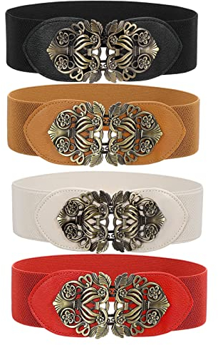 WERFORU Breiter Elastischer Taillengürtel für Frauen, Damen Vintage Stretchy Taille Gürtel Breite Retro Mode Cinch