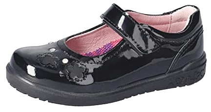 RICOSTA Mädchen Riemchenballerinas Leya, Kinder Flats, Weite: MITTEL, lose Einlage, Halbschuhe, Sommerschuhe, Slipper, flach, schwarz (093), 27 EU