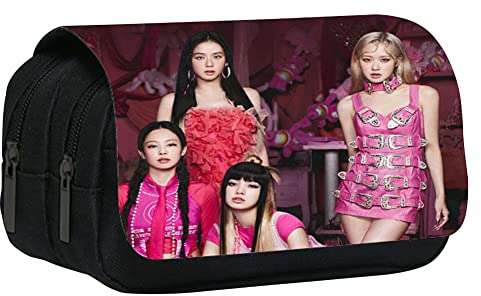 BESTZY Blackpink Federmäppchen Mäppchen Blackpink Große Kapazität Mäppchen Pencil Case Federmäppchen Federtaschen für Kinder Junge Mädchen Schule Zuhause Büro Lieferungen Speicher Beutel-5