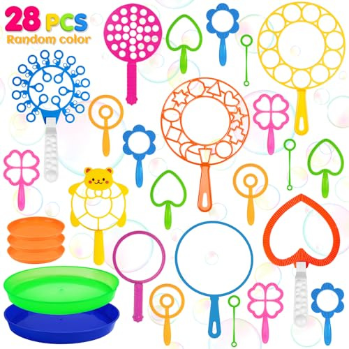 Roberly 28 Pcs Big Bubble Wands Set Bulk for Kids Party Favors Gifts Games
