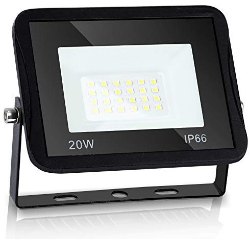 Yakimz LED Strahler Flutlicht Außen, 20W LED Scheinwerfer 3000K Warmweiß Fluter 1700LM Superhell Außenstrahler IP66 Wasserdicht, 120 ° Außenbeleuchtung, Scheinwerfer für Garten, Garage, Hotel, Hof