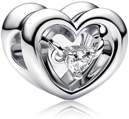 LaMenars Silber Bright Heart Connecting Anhänger Charm for 925 Sterling Silber Frauen Armband Halskette Anhänger Valentinstag Muttertag Geschenk für Mädchen