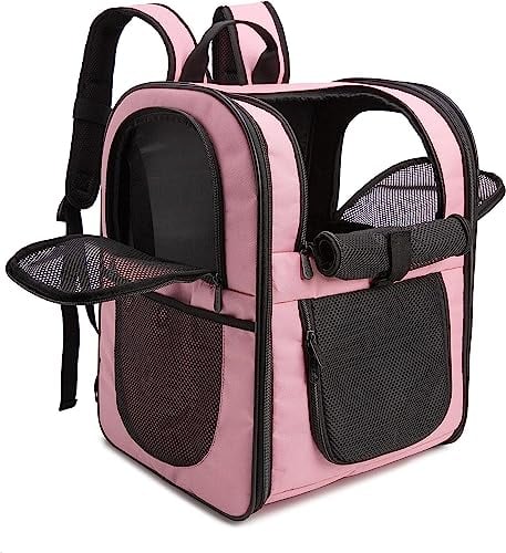 apollo walker HundeRucksack und KatzenRucksack für Große/Kleine Haustiere(2-15KG) - Gepolsterter Rückenstütze Hundetasche Atmungsaktiver Netz-Tierrucksack für Wandern, Reisen, Outdoor Rosa