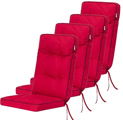 shivler Gartenstuhlauflage Sitzkissen Gartenstuhl Auflage Stuhlkissen Stuhl Sitzauflage Kissen für Gatrenstuhle Sessel (4 Stck., Rot)