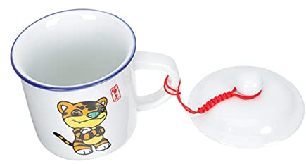 Angoily Year of The Tiger Enamel Mug Enamel Espresso Cups anqitue Drinking Water Cup Drinking Cup Campfire Cup Antique Cafe Mug Portable Enamel Mug Tea Mugs on Foot Travel Porcelain Teacup