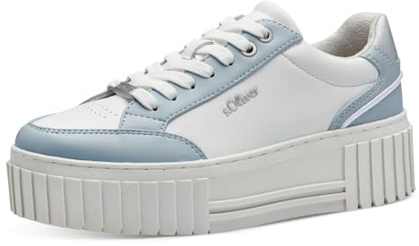 s.Oliver Damen Plateau Sneaker Platform Vegan, Blau (Light Blue Com), 41 EU