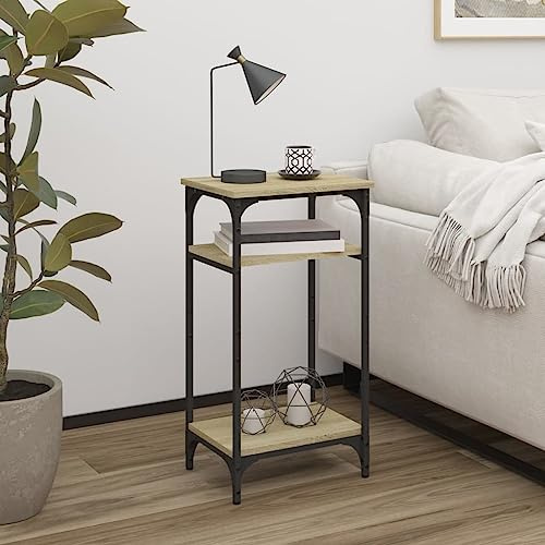 Annlera Table de Salon Chêne Sonoma 40x30x75 cm Bois d'ingénierie et Acier Bout de Canapé Style Industriel Table Basse Couloir Fonction de Rangement pour Garder Magazines Livres Meuble TV