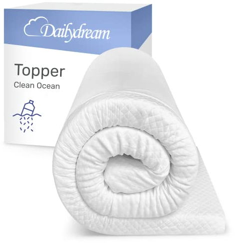 Dailydream Matratzen Topper 160x200cm | Memory Foam | 5cm hoch | Edition Clean Ocean, Model M | Zertifiziert & ergonomisch für unbequeme Matratze, Boxspringbett & Gästebett | Mattress Topper 160x200