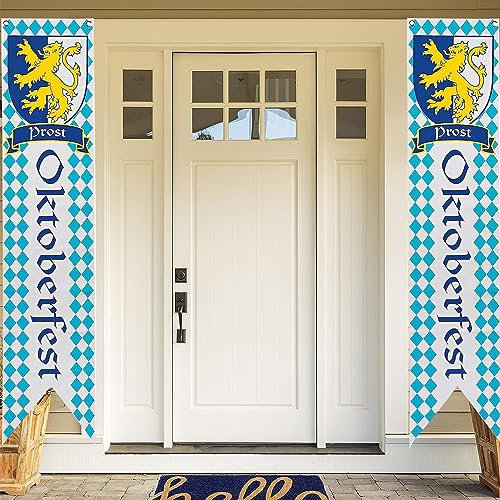 Oktoberfest Deko Set - Bayerisches Willkommen Banner (2 Stück) für Bierfest, Outdoor und Innen Party, Bierzelten Dekoration