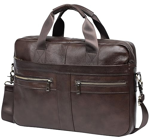 BTDAO Ledertasche Laptoptasche 15 Zoll Schultertasche Herren Umhängetasche/Tragetasche mit Taschen zur Aufbewahrung von Zubehör, Geschäftliches Reisen Weihnachten für Männer(CFZ-Brown)