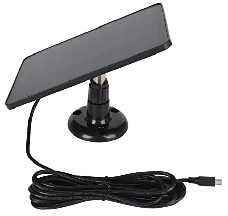 Solarpanel für Überwachungskamera, für DC 5V-Überwachungskamera, Wasserdichtes IP65-Kameraladegerät, Wiederaufladbare Batteriebetriebene Überwachungskamera (Schwarz)