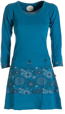 Vishes - Alternative Bekleidung - Langarm Damen Keid Mandala Druck Rundhals Ausschnitt