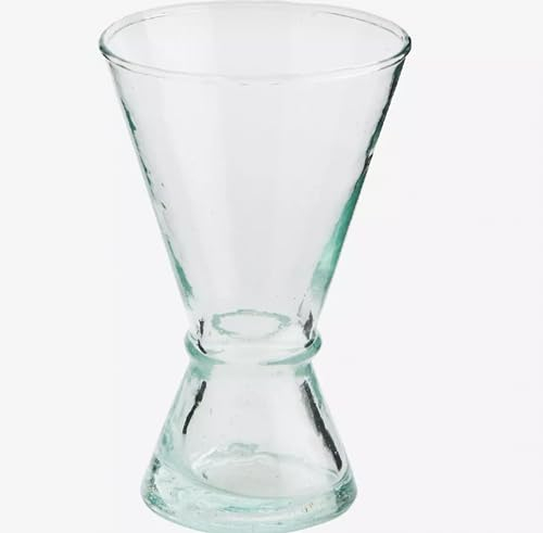 1x Clear Recycled Beldi Wine Glass, Ethical Rustic Chunky Glassware