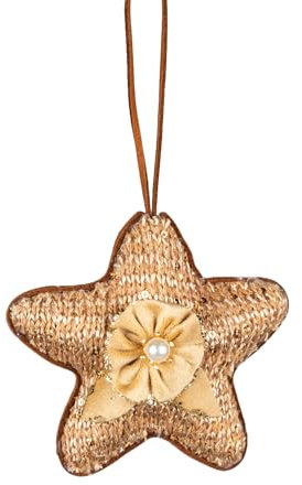 Gold Jute star 12cm - Christmas Tree Hanging Decorations Festive Decorative Ornaments Fairy Tale Themed Xmas Tree Pendant