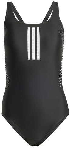 adidas Donna 3 Stripes Rubber Graphic Swimsuit, Black, 34