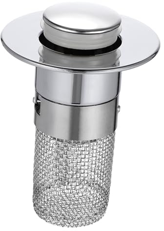 GRIRIW Bathroom Sink Drain Stopper Push Type Basin Plug with Bounce Core Sink Drain Filter and Hair Catcher for Washbasin 3.14 X 2.36 X 1.18 in 1 Pack