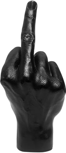 Veesper Mittelfinger Statue Hand Geste Statuen Harz Mittelfinger Schreibtisch Accessoire Realistische lustige Mittelfinger Ornament für Home Office Frauen Männer Mittelfinger Geschenke Schwarz