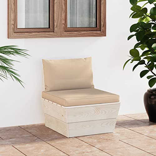 ShGaxin Garten-Paletten-Mittelsofa mit Kissen, Lounge Sofa Outdoor, Garten Loungemöbel, Gartensofa, Outdoor Couch, Gartenlounge, Outdoor Möbel Sofa, Imprägniertes Fichtenholz
