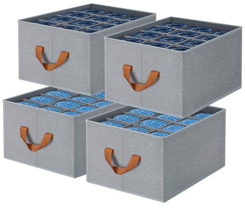 Witnewrage Schrank Organizer Kleiderschrank, 4 Stück Kleiderschrank Organizer Tshirt mit 12 Gittern, Faltbare Schrank Organizer, Ordnungssystem Kleiderschrank für Jeans, Hosen, Handtücher, Pullover