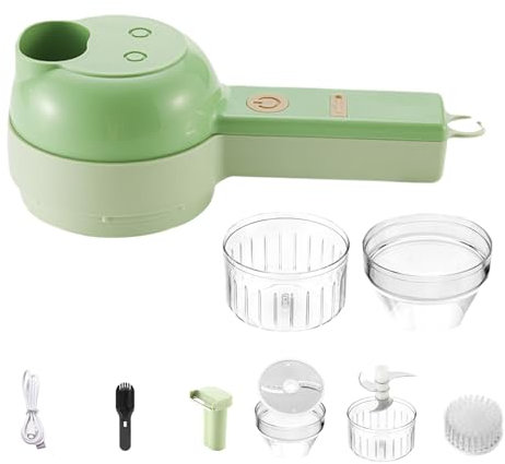 QOKLIYUI Robot culinaire électrique, Large Gamme de Traitement des Aliments, ABS avec Batterie et Accessoire pour Hommes Adultes, Hachoir à légumes