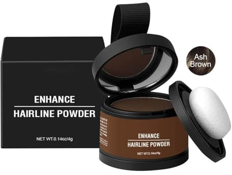 Ansatzpuder Haaransatz-Puder Haarschatten 4g wasserfestes Haar Make-up zum Ansatz kaschieren, Damen Herren Haar Concealer zur Haarverdichtung (Ash Brown, 4g)