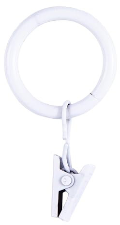 Kenney Lot de 14 Anneaux à Clip pour tringles à Rideaux de 1,6 cm à 1,9 cm de diamètre, Blanc
