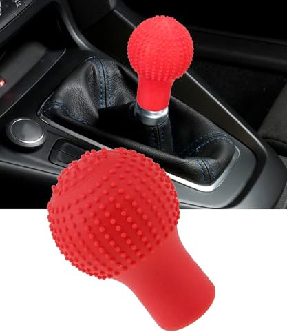 Flaconi Funda Cambio Marchas Coche,Funda Pomo Cambios Marcha Coche,Funda Pomo Palanca de Cambios,Funda Pomo Cambios Marcha Coche Antideslizante,para la Mayoría de Coches(Rojo)