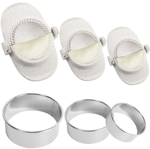 Tyafzzn Ravioli-Dumpling-Maker-Set, Bestehend aus 3 Teigtaschenformen und 3 Teigausstechern (mit den Maßen von 7 cm, 8 cm und 11 cm), Lebensmittelechten Ravioli-Ausstechern