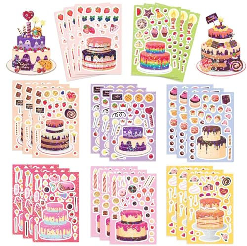 Adesivi per torta di compleanno, per bambini, set di adesivi per torta di compleanno, fai da te, per feste di compleanno, regalo per torta di compleanno fai da te