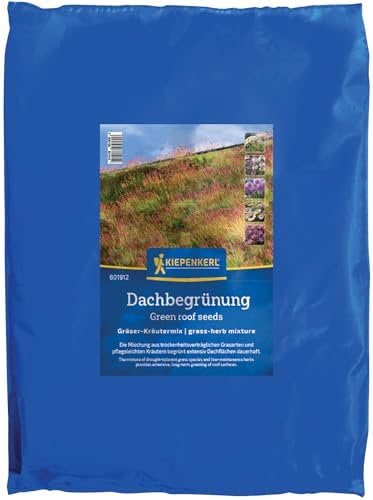 Kiepenkerl Dachbegrünung Kräutermix 801912 - trockenheitsverträgliche Grasarten und pflegeleichte Kräuter - Grassamen, Saatgut, Pflanzen, mehrjährig