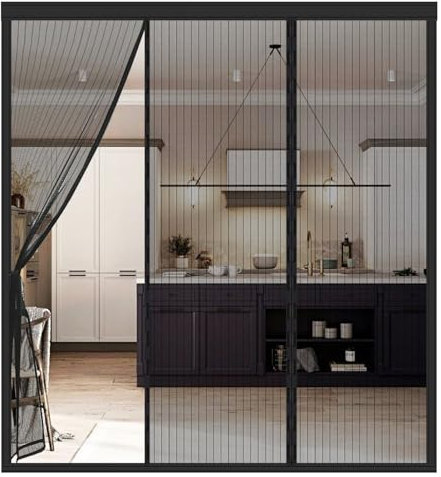 Cortina Mosquitera Totalmente Magnética, 120(40/40/40) x180cm, Doble Apertura Lateral, Se Cierra Automáticamente, Cortinas Mosquiteras para Puertas de Balcones, Puertas de Patios, Dormitorios