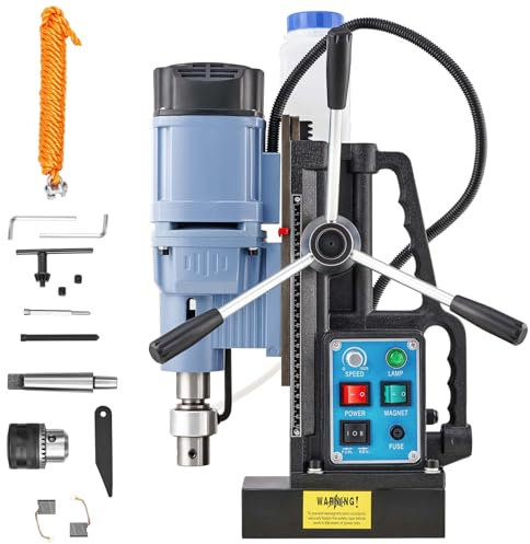 ZELCAN 1550W Magnetic Drill Press, Portable Mag Drill Press with 50mm Boring Dia and Reversible & Stepless Control, 13900N 650 RPM Electric Drilling Machine w All-Copper Motor