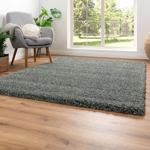 Steffensmeier Hochflor Teppich Twilight | Wohnzimmer | Beste Qualität | Elastischer Flor | Salbei 4422, Größe: 80x150 cm