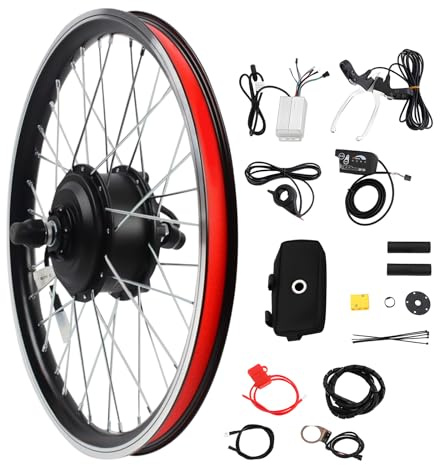 20 E-Bike Conversion Kit 36V 250W Ebike Umbausatz Vorderrad Umbausatz Kit mit Anzeige, Bürstenloser Motor Elektrofahrrad Radfahren Umbausatz Scheibenbremse/V-Bremse
