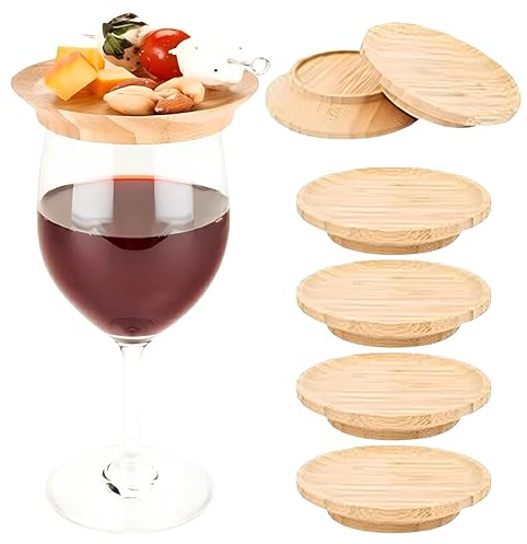 6 Pièces, Verre à Vin Couvercle Charcuterie Planche, Topper Verre à Vin Charcuterie, Couvercle De Tasse En Bois, Convient pour Les Verres à Vin, Les Couvercles De Gobelets Et Les Articles De Fête
