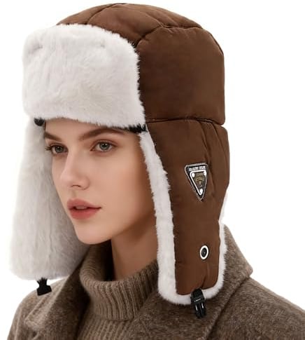 LY4U Herren Damen Winter Trapper Hut mit Ohrenklappen, Winddichte Thermo Wintermütze zum Skifahren, Wandern, Outdoor Aktivitäten (Passt 54-60cm)