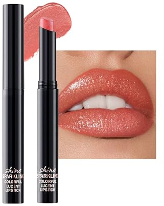 Glitzer Lippenstift Orange Pink, Metallic Shimmer Matte Lipstick Wasserfest | Diamond Shiny Lippenstift, Langlebig Not-Stick, Full Coverage Intensive Farben, Cremige Lipgloss Make-up für Frauen Mädchen