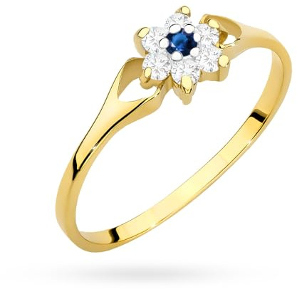 MARKO Damenring aus 8 Karat (333) Echtgold – Feiner Goldring mit weißem, blauem oder hellblauem Stein