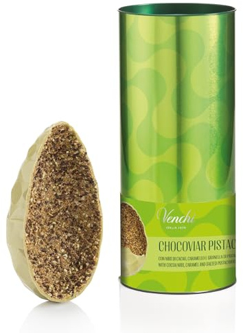 Venchi - Huevo de Chocolate Chocoviar Pistacho, 330 Gr, Sabor Chocolate Blanco y Pasta de Pistacho, Sin Gluten, con Sorpresa, Colección de Pascua Venchi, Idea de Regalo