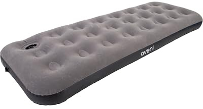 AVENLI Luftmatratze Camping Single-Size 191x73x22 cm, Gästebett 1 Person, integrierte Fußpumpe, CloudCoil, beflockt, bis 150 kg, grau/schwarz