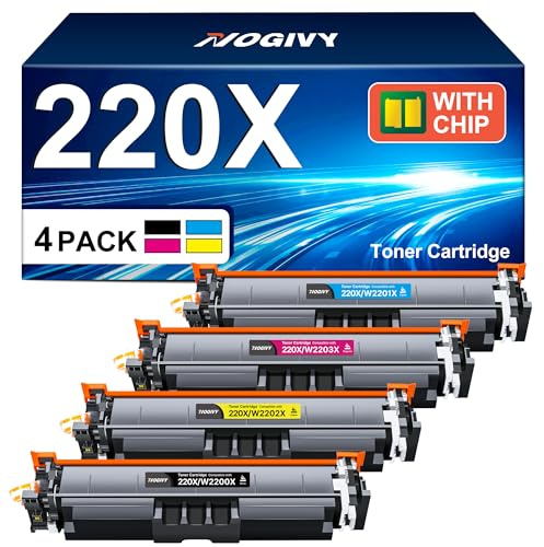 220X Toner (Mit Chip) Kompatibel für HP 220A 220X Toner für HP Color LaserJet Pro MFP 4302DW 4302FDW 4202DN 4302FDN 4202DW W2200X W2201X W2202X W2203X (1Schwarz 1Cyan 1Gelb 1Magenta, 4er-Pack)