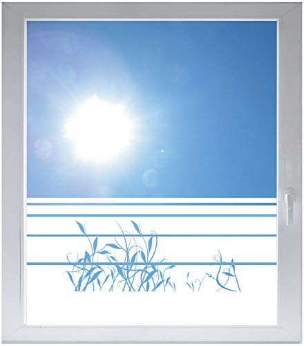 INDIGOS UG Sichtschutzfolie Glasdekorfolie Fensterfolie mit Motiv satiniert Blickdicht - w208 Schilf Bambus Ranke - 1000 mm Länge - 500 mm Höhe Streifen - selbstklebend - matt