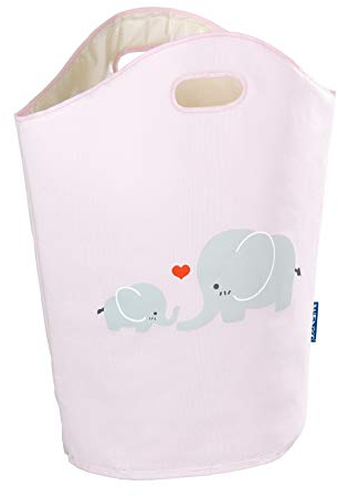 WENKO Wäschesammler Kids Elli Rosa, niedlicher Wäschesack mit Zwei praktischen Tragegriffen mit Elefanten Aufdruck, 24 l Stauraum in einem Fach, (B x H x T): 40 x 52 x 20 cm, kindliches Motiv