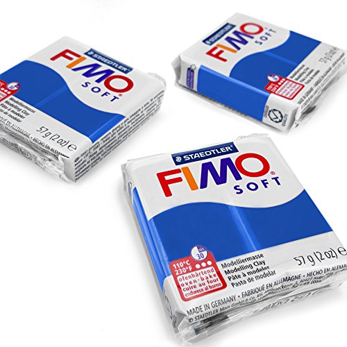 FIMO Soft Polymer Oven Modelling Clay - Most Popular Colours - 57g - Set of 3 - Pacific Blue