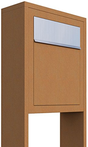 Standbriefkasten, Design Briefkasten Base Stand Rost/Edelstahl - Bravios
